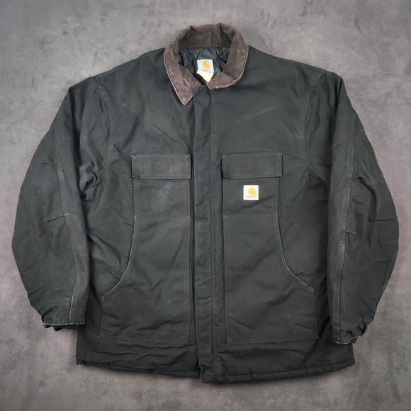 Vintage Carhartt Jacket Mens 52 Tall Black Duck Canvas Quilt‎ Lined USA 2000s